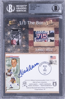 2019 The Bar Pieces of the Past Hank Aaron (1/1) Jumbo Relic (JSA ticket)